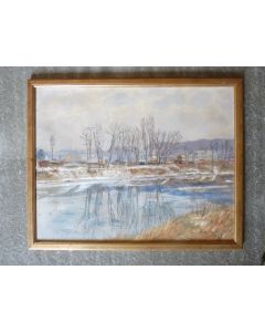 Aquarelle signée Charles ZIEGLER 1942 Bord de l'Arve Genève Suisse