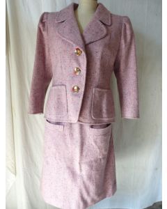 Tailleur jupe FRANCESCO FILITI vintage tweed laine rose