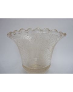 DAUM Vase verre bullé jaune paille Art déco