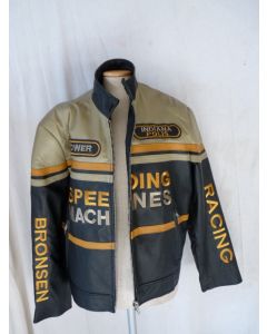 Blouson motard cuir Indianapolis driver Bronsen racing S