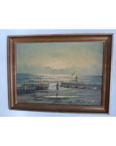Peinture à l'huile sur panneau Bord de Mer