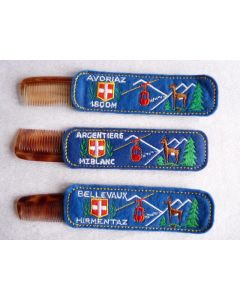Ensemble étui à peigne brodé Haute-Savoie Avoriaz