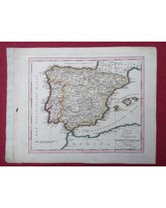 Gravure Carte Espagne Portugal époque 1820