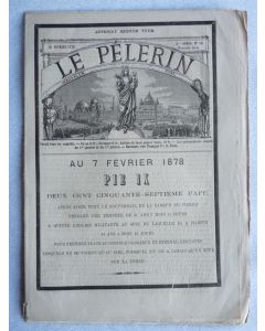 Journal LE PELERIN Février 1878 Pape PIE IX