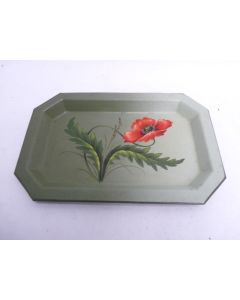 Petit plateau tôle peint Fleur Coquelicot