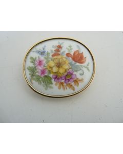 Broche argent et porcelaine émaillée