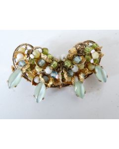 Broche perles de verre France vintage 1950
