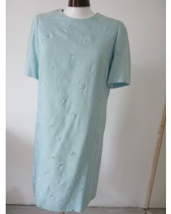 Robe AKRIS Turquoise Feuilles brodées