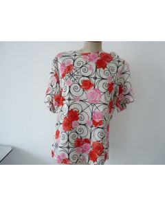ESCADA blouse rose à motifs vintage soie T 38