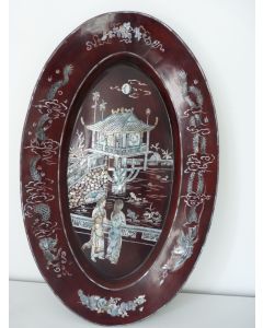Grand plat bois laqué Chine