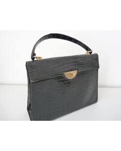 Sac à main vintage crocodile noir 