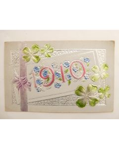 CPA illustrée gaufrée Bonne année 1910