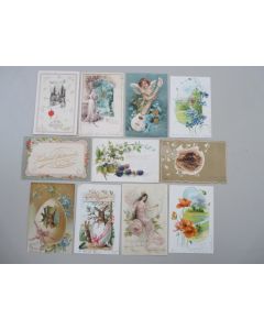 11 CPA Fantaisie Relief Pâques Femme Fleurs