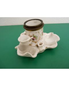 Encrier porte plumes porcelaine