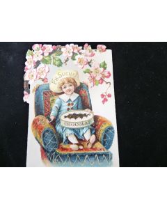 Chromo découpé chocolat SUCHARD  enfant assis 
