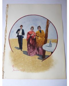 Peinture aquarelle  Barcelone 1896 Espagne