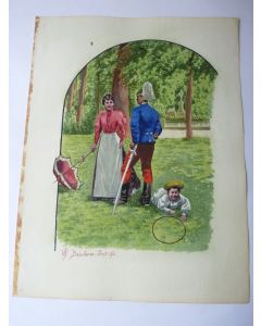 Peinture aquarelle  Barcelone 1896 Espagne