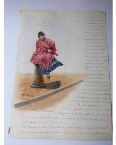 Peinture aquarelle  Une Valencienne   Madrid 1895 Espagne