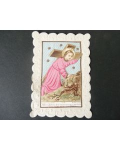 Image religieuse  Calvaire  soie