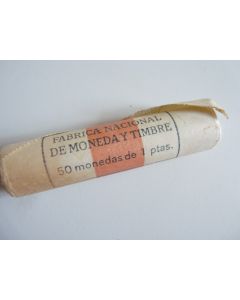 Rouleau de 50 pièces vde monnaies 1 pesetas 1986