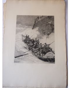Gravure originale R. DAWANL Naufrage Bateau