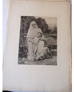 Gravure originale Virginie DEMONT-BRETON Sœur et enfant