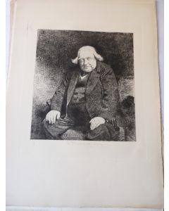 Gravure originale Léon BONNAT Portrait de M. Renan