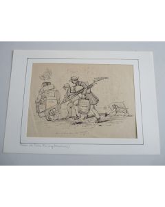 Dessin original à l'encre Le retour dans ses foyers  Fritz LANDRY 