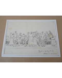 Dessin a la plume Arrivée du vainqueur 1887