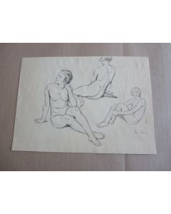 Dessin original Édouard ELZINGRE Étude Femme nue