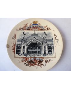 Assiette Sarreguemines Exposition Universelle 1900  Fils et Tissus 