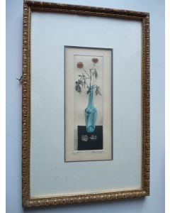 Gravure Marcelle AMSLER Vase et fleurs 26/150