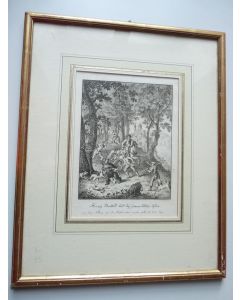 Gravure Chasse à l'ours Franz Niklaus KÖNIG Allemagne