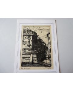 Dessin à l'encre Rue du Perron Genève