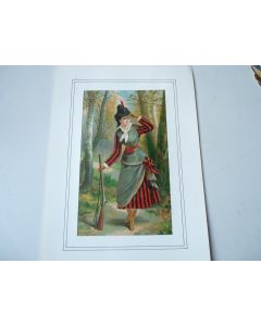 Chromo  Femme chasse  1890