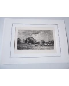 Gravure originale Charles François DAUBIGNY Lever de Lune