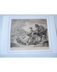 Gravure XIXe siècle  L'Amusement de L'Hiver 