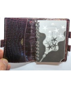 HERMES Couverture d'agenda Crocodile bordeaux vintage
