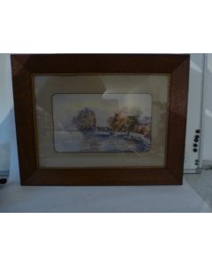 Peinture Aquarelle Bord du Lac B. Duboux 1910