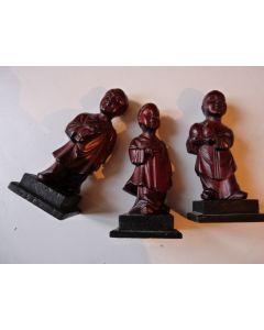 Trois anciennes statuettes en bois Chine 