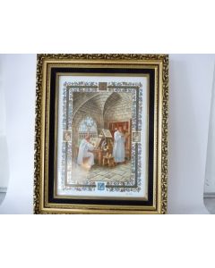 Peinture Enluminure sur porcelaine  Moyen Age  Pierre de Hugo