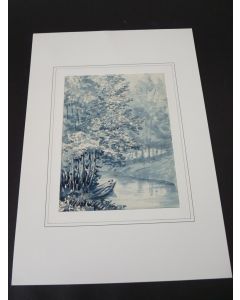Aquarelle original Ruisseau Aix-les-Bains