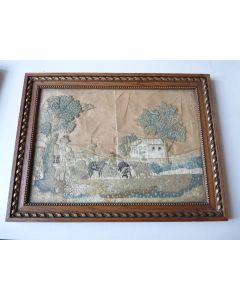 Tableau soie brodée XIXe siècle 
