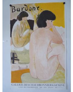 Affiche originale Guy BARDONE  La brune reflétée signée