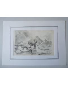 Dessin original au crayon Chasse