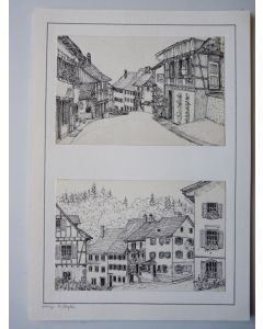 Deux dessins originaux à l'encre A.Vögtli 