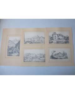Cinq dessins originaux au crayon Jules Mésmadier