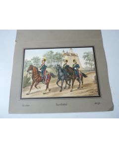 Lithographie originale A.V. ESCHER Militaire Neuchâtel Suisse 