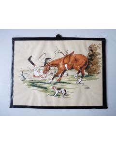 Lithographie Étienne LE RALLIC La chute équitation