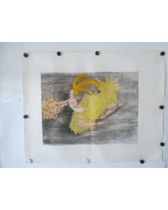 Gravure rehaussée main Femme Art Déco